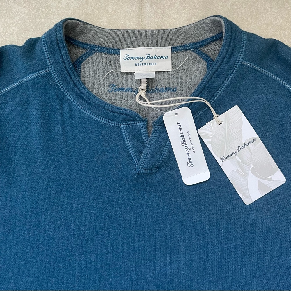 Tommy Bahama Reversible Sweat Shirt Flipshore Abaco Academy Heather New